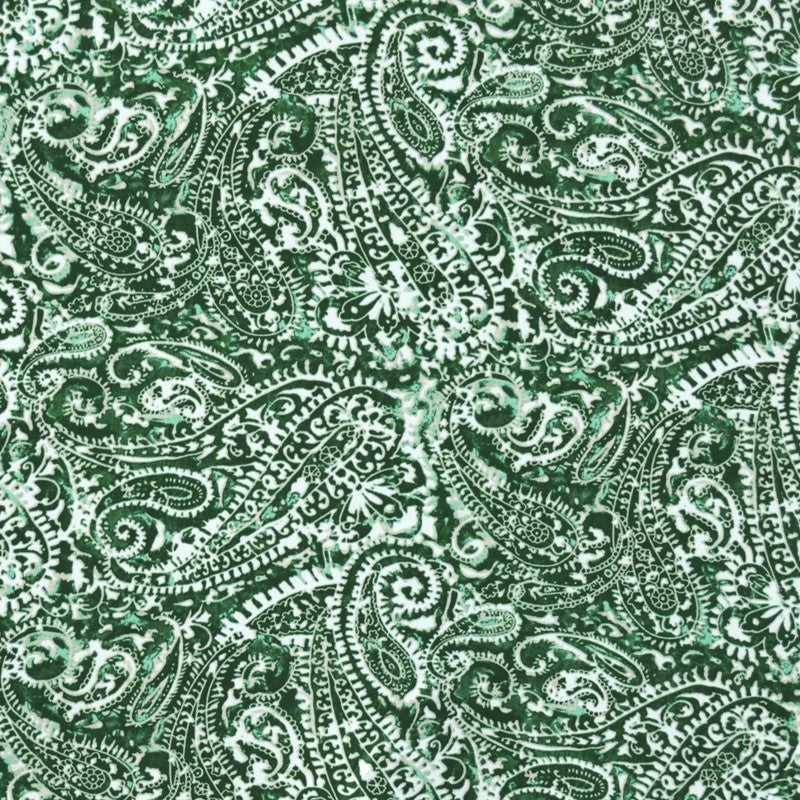 Tecido Crepe Estampado Caxemira Degradé Verde - Ribes y Casals