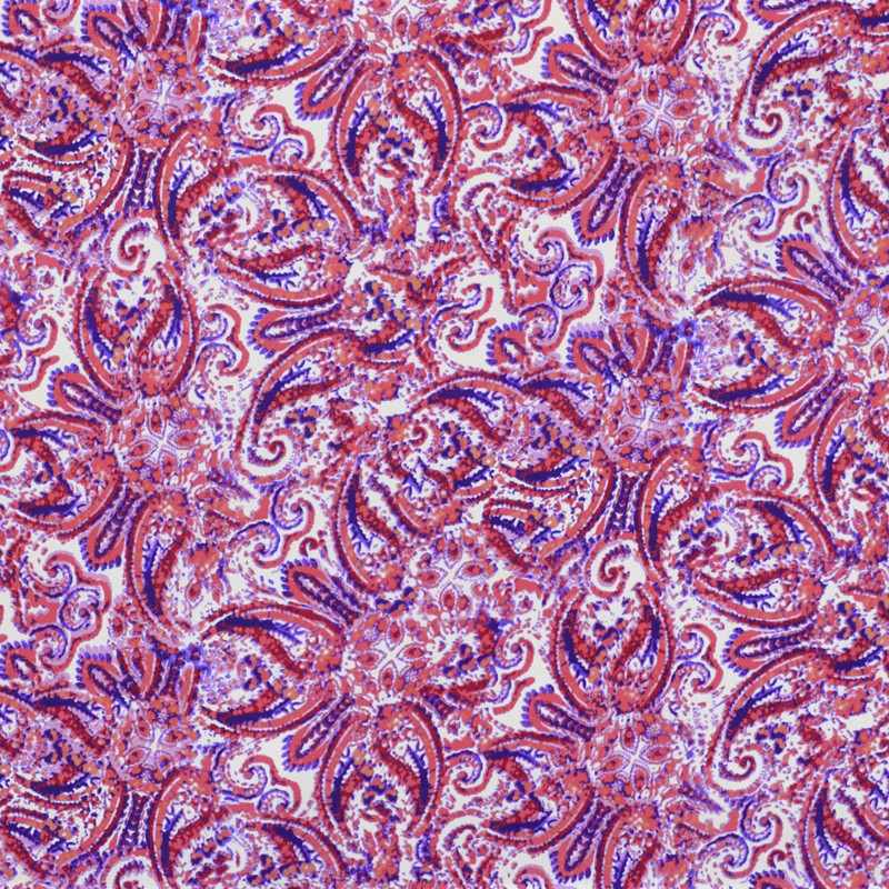 Tecido Crepe Estampado Caxemira Liquefeito Vermelho - Ribes y Casals