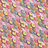 Tecido Crepe Estampado Esferas Étnicas Vermelhas - Ribes y Casals