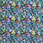 Tecido Crepe Estampado Flor Pequena Fundo Navy - Ribes y Casals