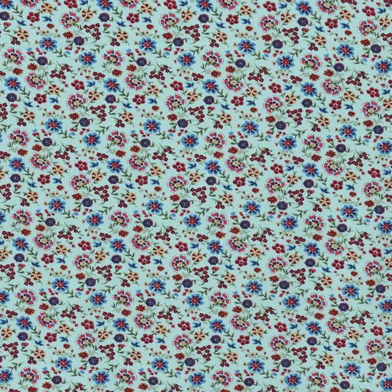 Tecido Crepe Estampado Flor Pequena Oriental Verde - Ribes y Casals