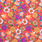 Tecido Crepe Estampado Flores Japonesas Vermelho - Ribes y Casals