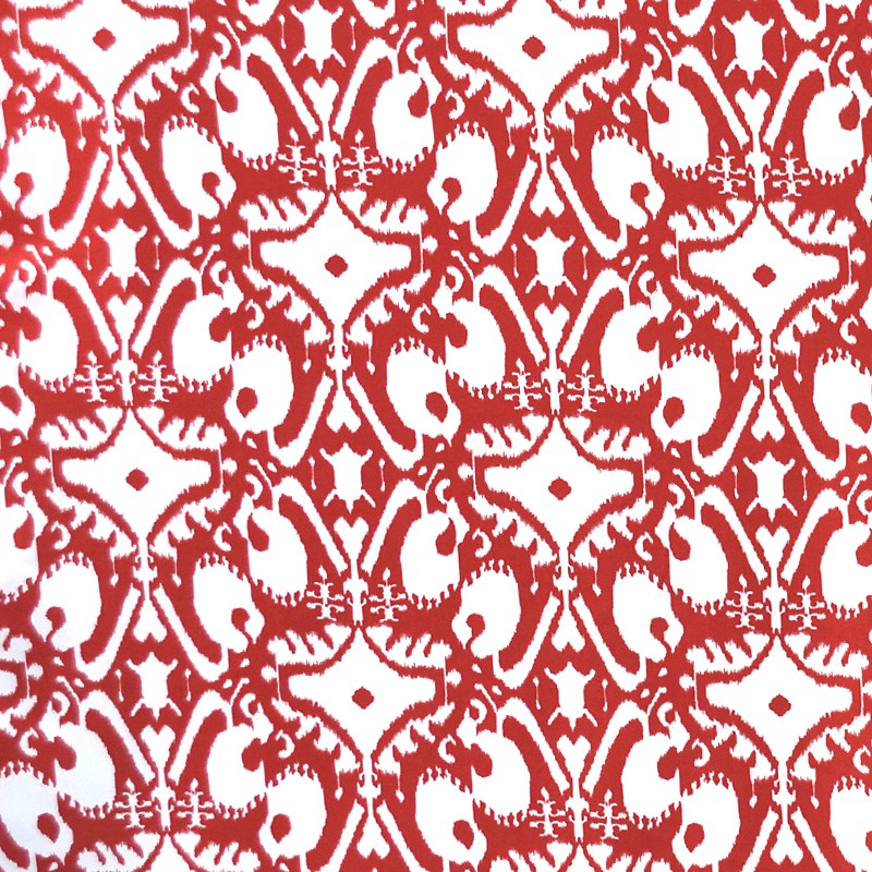 Tecido Crepe Estampado Ikat Vermelho - Ribes y Casals