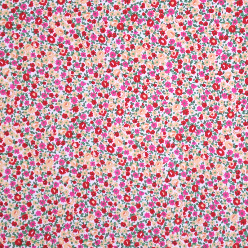 Tecido Crepe Estampado Liberty Flor Vermelho - Ribes y Casals