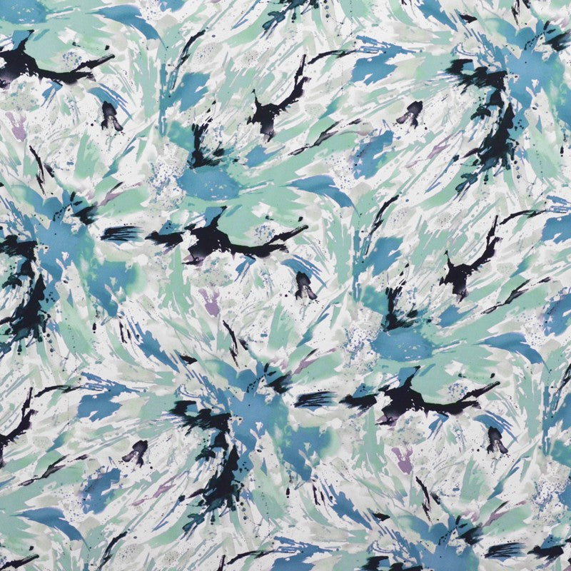 Tecido Crepe Estampado Manchas Verde - Ribes y Casals