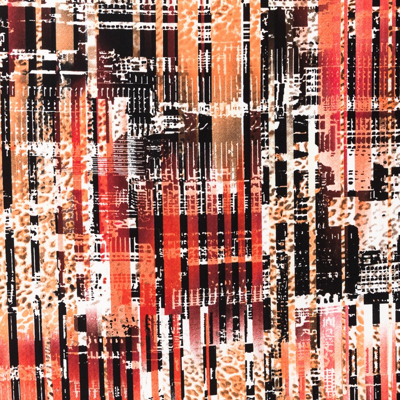 Tecido Crepe Estampado Riscas Cobre - Ribes y Casals