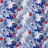 Tecido de Crepe Estampado Tropical Fundo Branco Marfim - Ribes y Casals