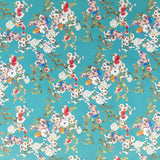 Tecido Crepe Flores Kimono Água-Marinha - Ribes y Casals