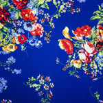 Tecido Crepe Flores Ramo Azulado - Ribes y Casals