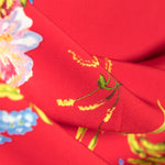 Tecido Crepe Flores Ramo Vermelho - Ribes y Casals