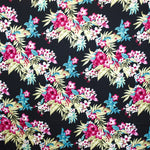 Tecido Crepe Flores Tropical Negro - Ribes y Casals