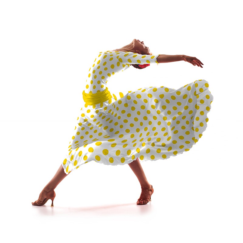 Tecido Crepe Bola Amarelo 3,5 cm - Ribes y Casals