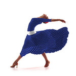 Tecido Crepe Bola Branca Fundo Azul Escuro 7 mm - Ribes y Casals