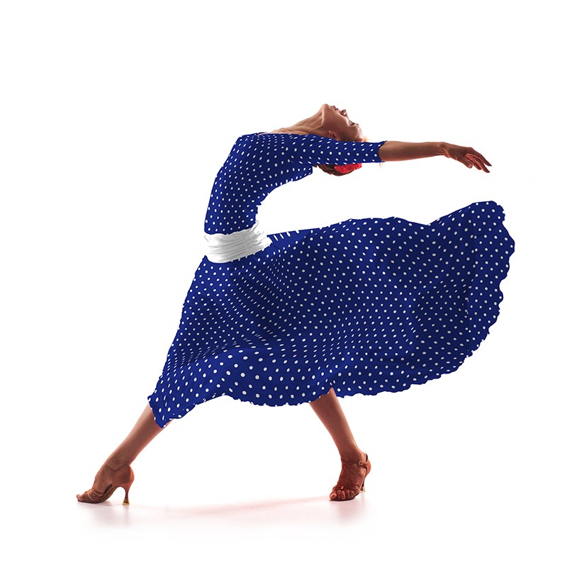 Tecido Crepe Bola Branca Fundo Azul Escuro 7 mm - Ribes y Casals