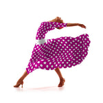 Tecido Crepe Bola Branca Fundo Ciclame 3,5 cm - Ribes y Casals