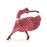 Tecido Crepe Bola Branca Fundo Coral 3,5 cm - Ribes y Casals