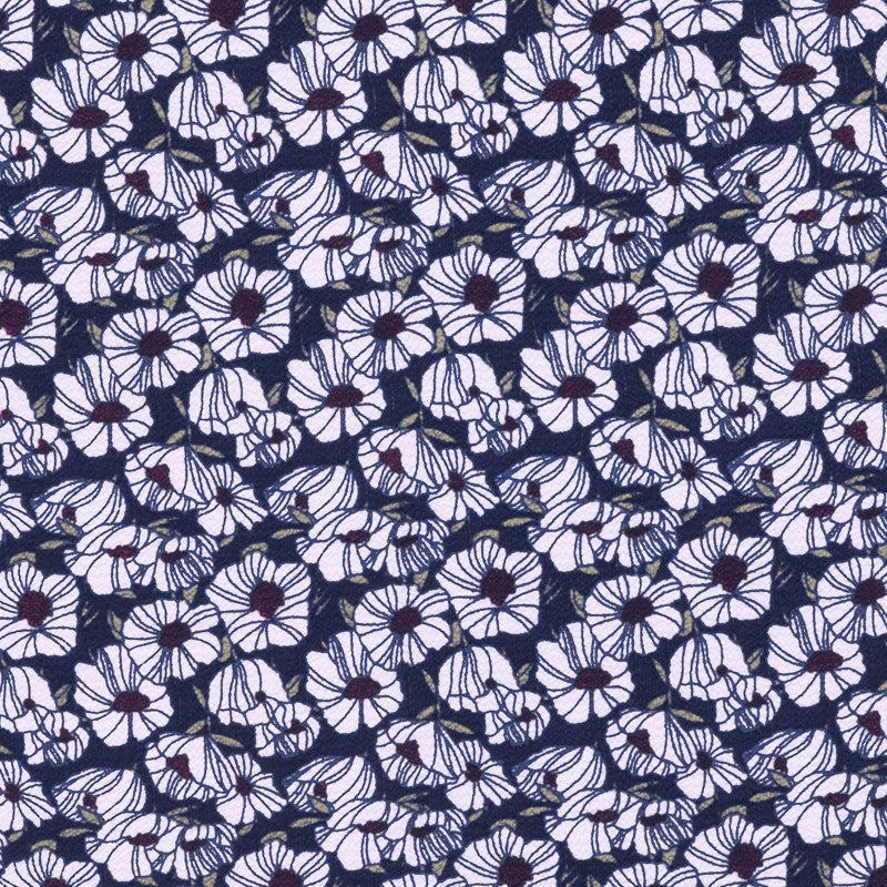 Tecido Crepe Marroquino Margaridas Branco - Ribes y Casals