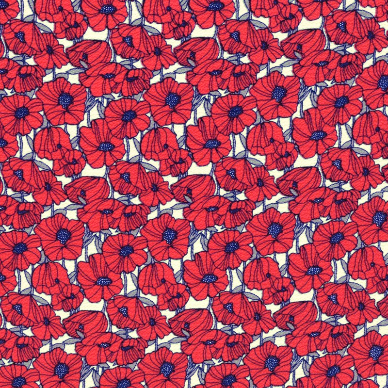 Tecido Crepe Marroquino Margaridas Vermelho - Ribes y Casals