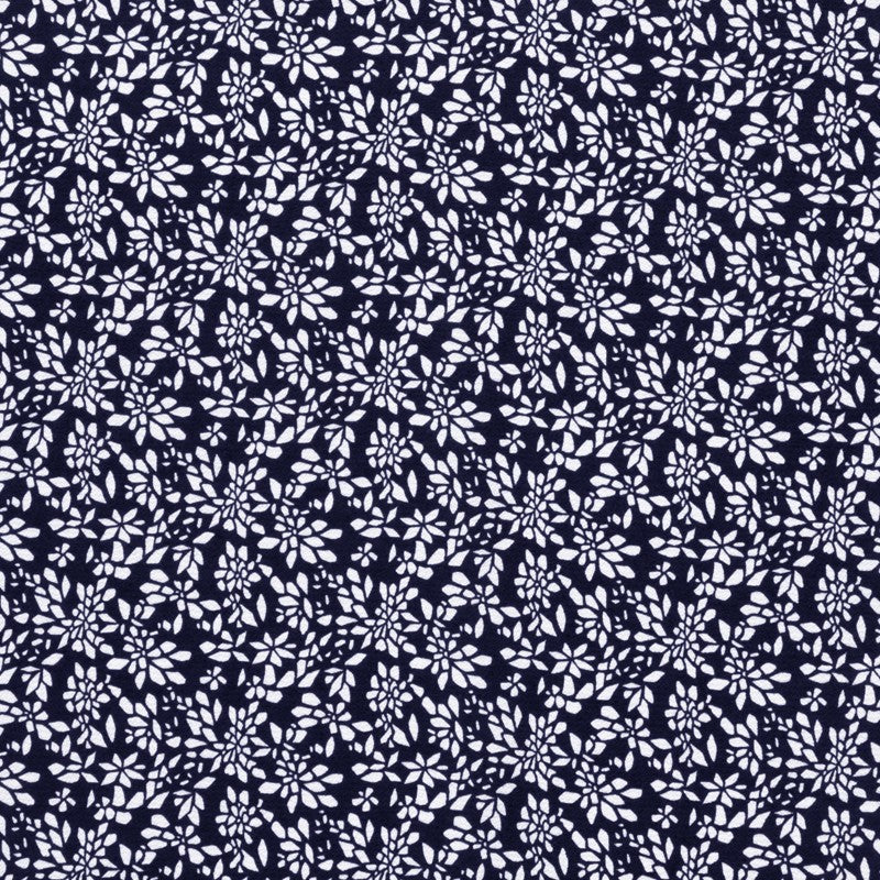 Tecido Crepe Marroquino Pétalas Marinho - Ribes y Casals