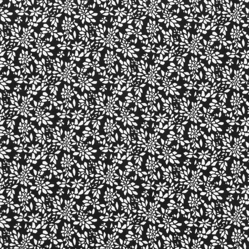 Tecido Crepe Marroquino Pétalas Preto - Ribes y Casals