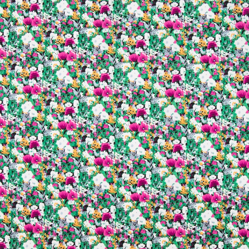 Tecido Crepe Flores Tropical Bougainvillea - Ribes y Casals