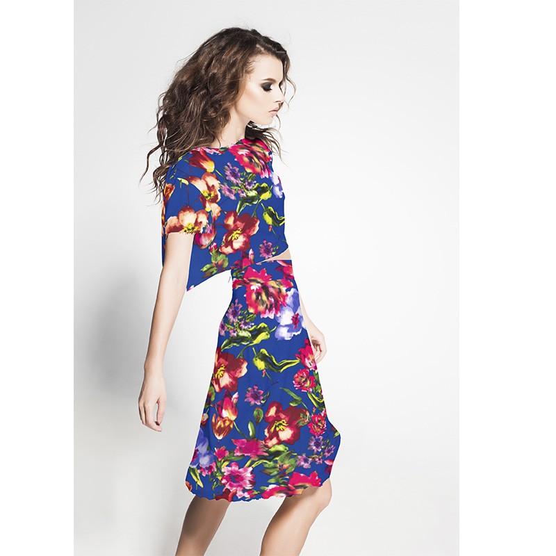 Tecido Crepe Pinceladas Azulão - Ribes y Casals