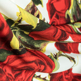 Tecido Crepe Rosas Branco - Ribes y Casals