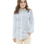 Tecido de Linho Listrado Celeste - Ribes y Casals