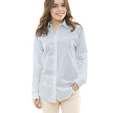 Tecido de Linho Listrado Celeste - Ribes y Casals