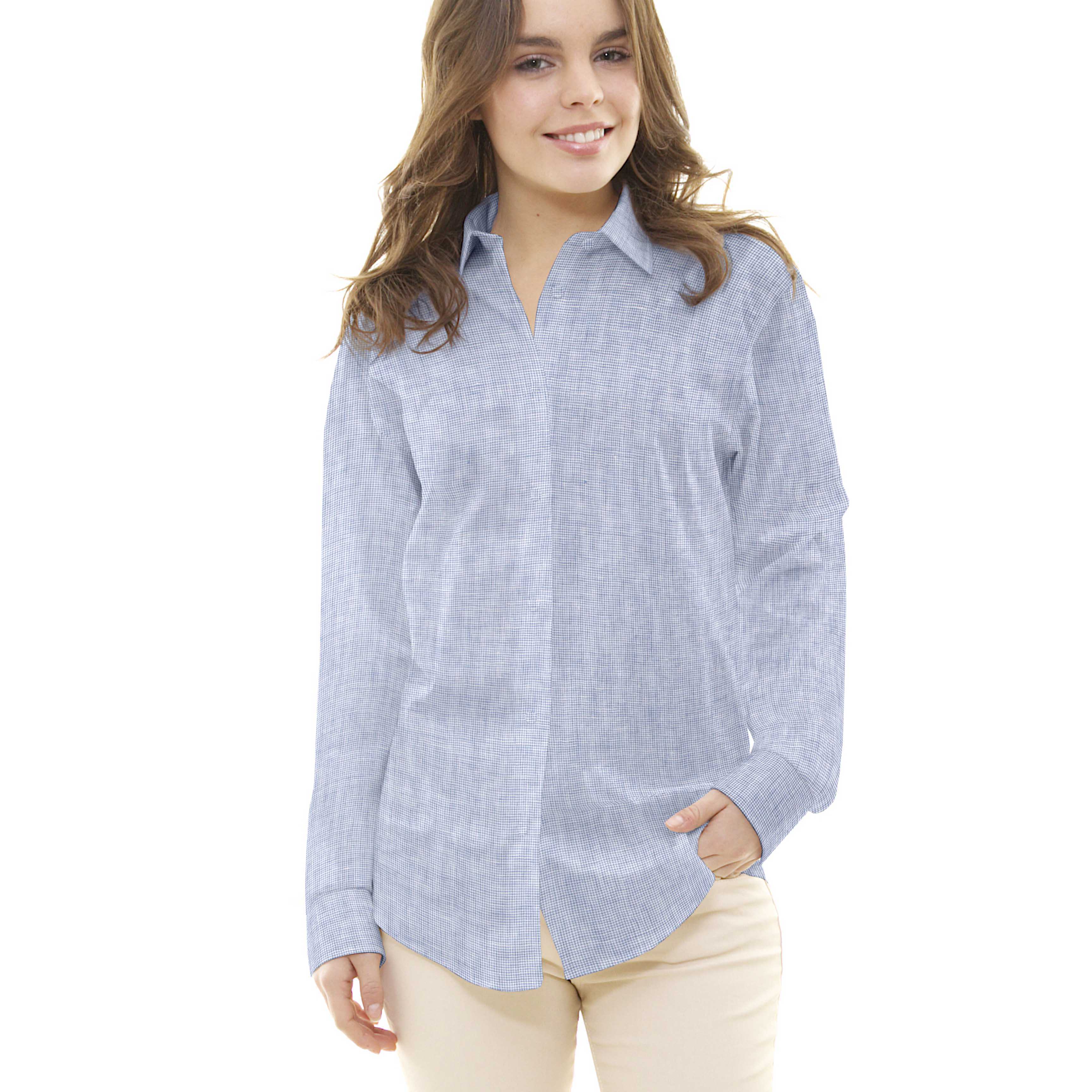 Tecido de Linho Pied de Poule Azul - Ribes y Casals