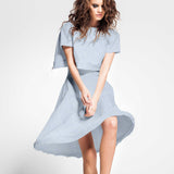 Tecido de Linho Pied de Poule Azul Celeste - Ribes y Casals