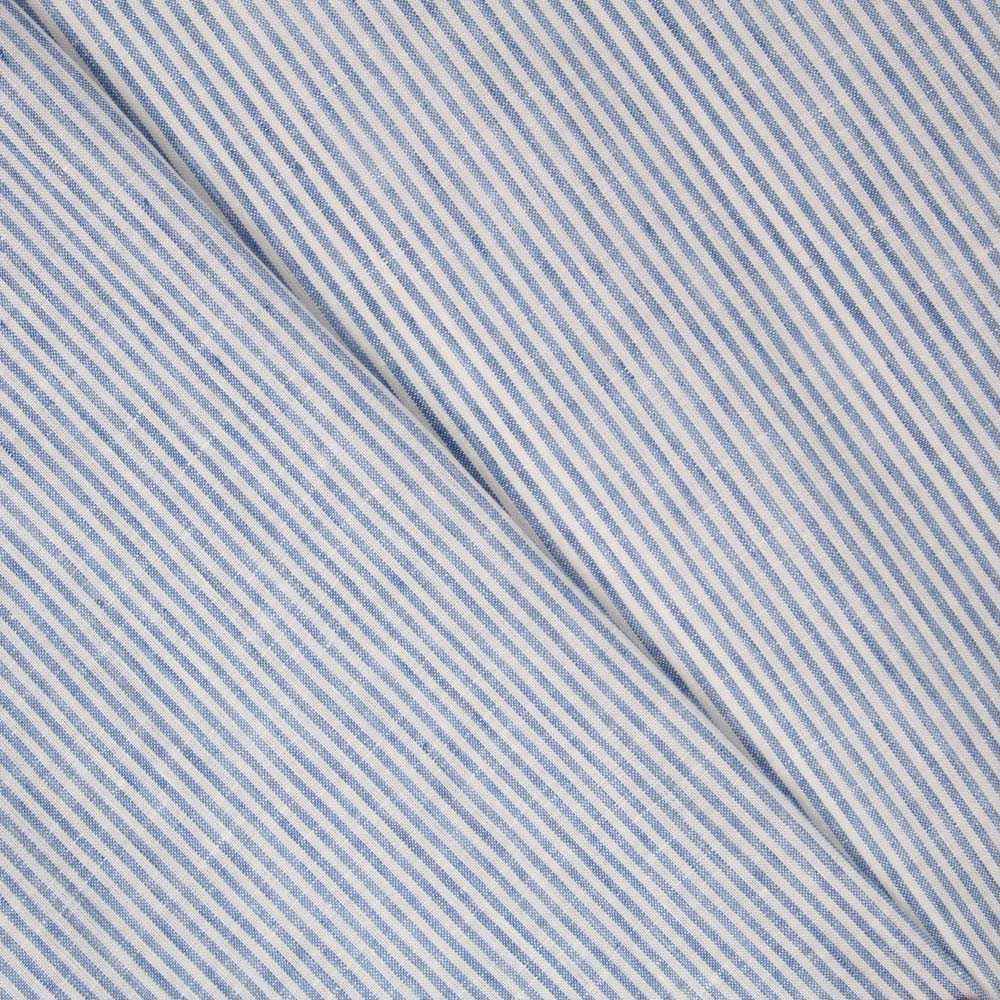 Tecido de Linho Listras Azul - Ribes y Casals