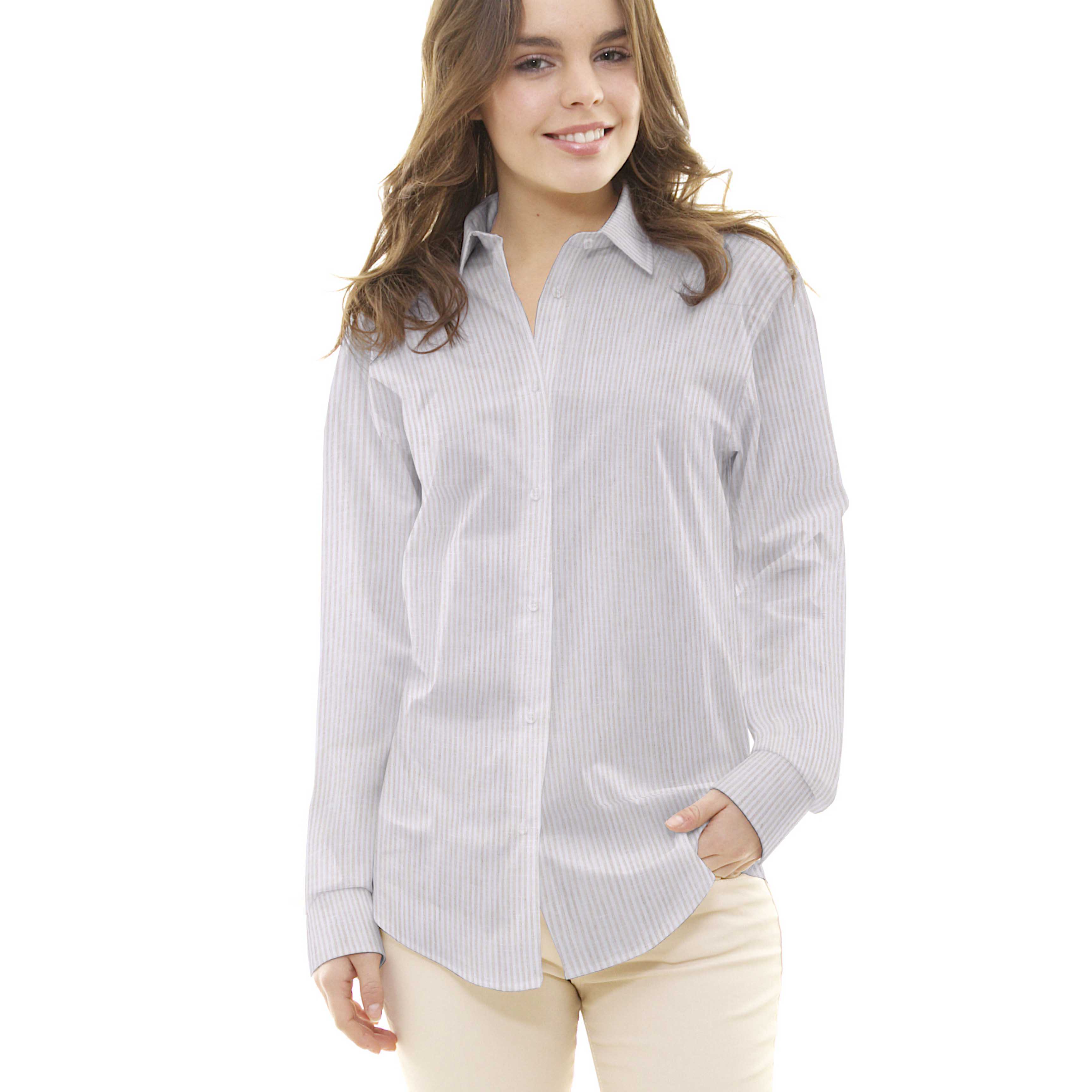 Tecido de Linho Listras Bege - Ribes y Casals