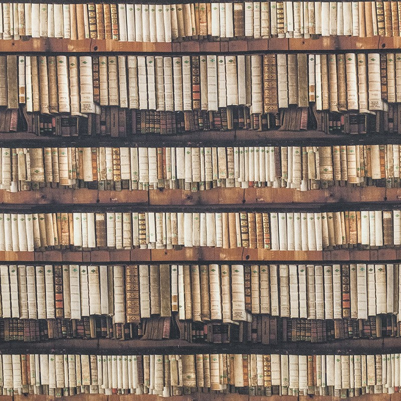 Tecido Estampado Algodão Livros Marrom - Ribes y Casals