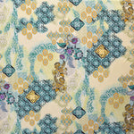 Tecido Georgette Estampado Flor Hindu Água - Ribes y Casals