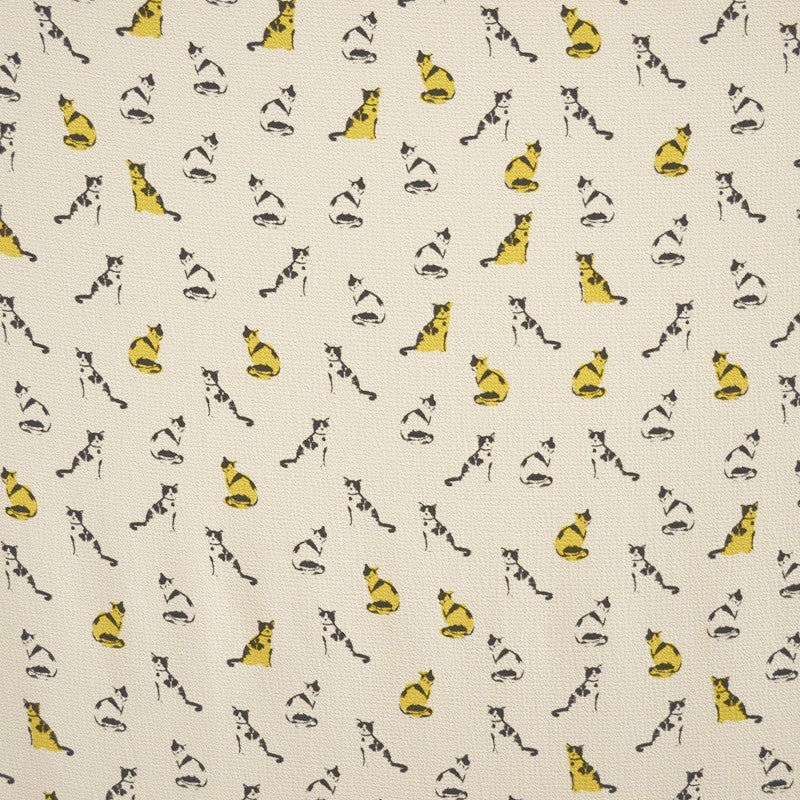 Tecido Georgette Estampado Gato Amarelo - Ribes y Casals