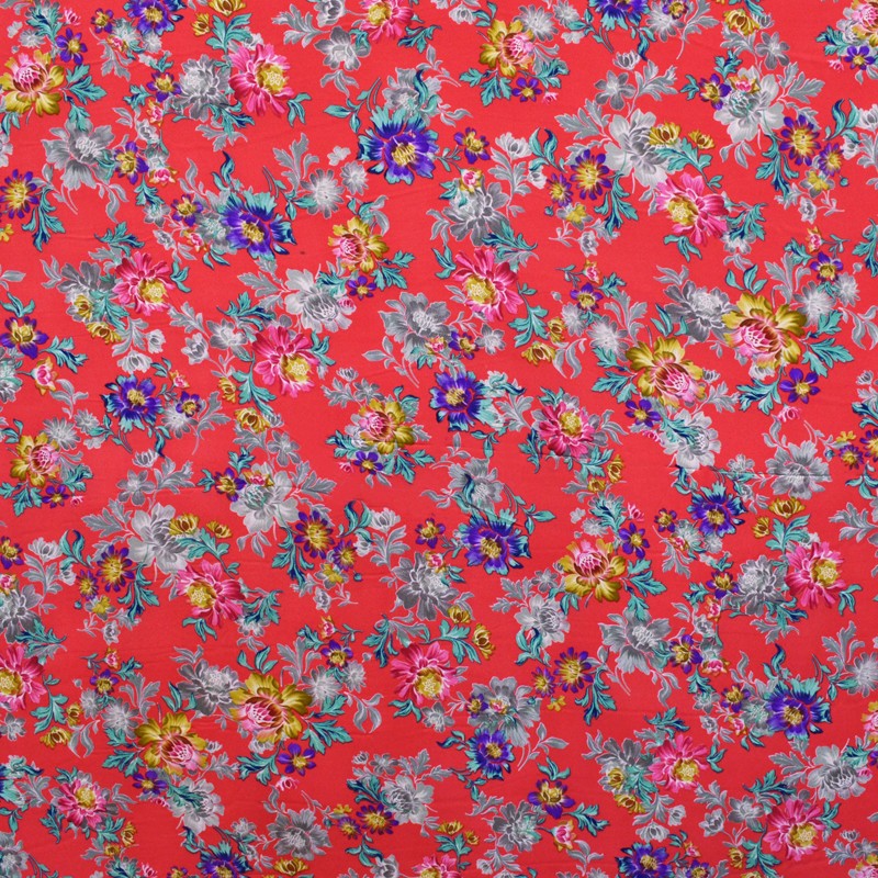 Tecido Georgette Estampado Kimono Coral - Ribes y Casals