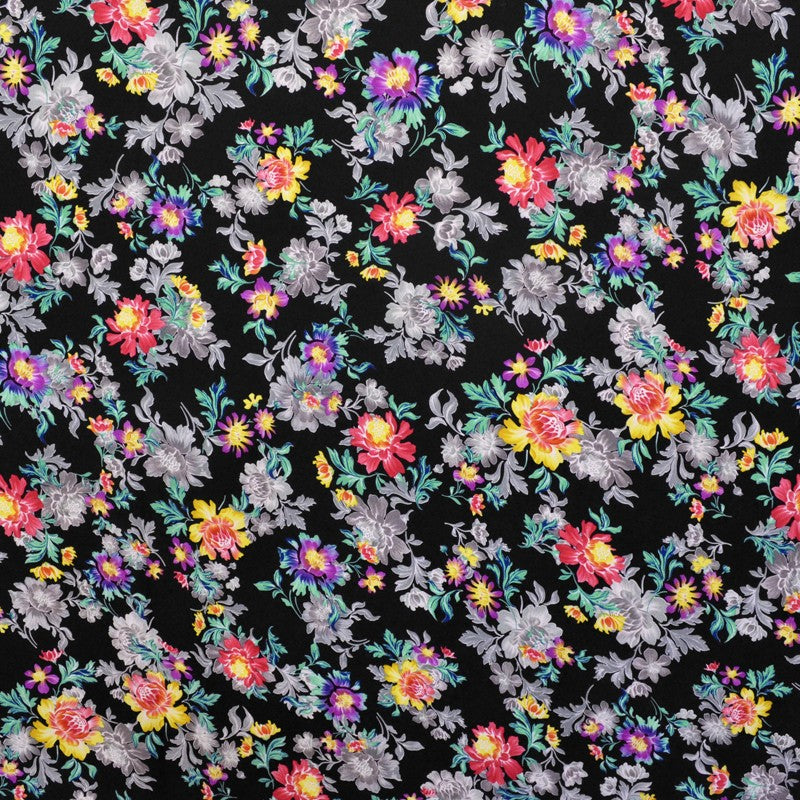 Tecido Georgette Estampado Kimono Preto - Ribes y Casals