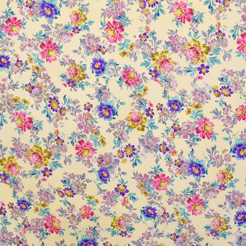 Tecido Georgette Estampado Kimono Baunilha - Ribes y Casals