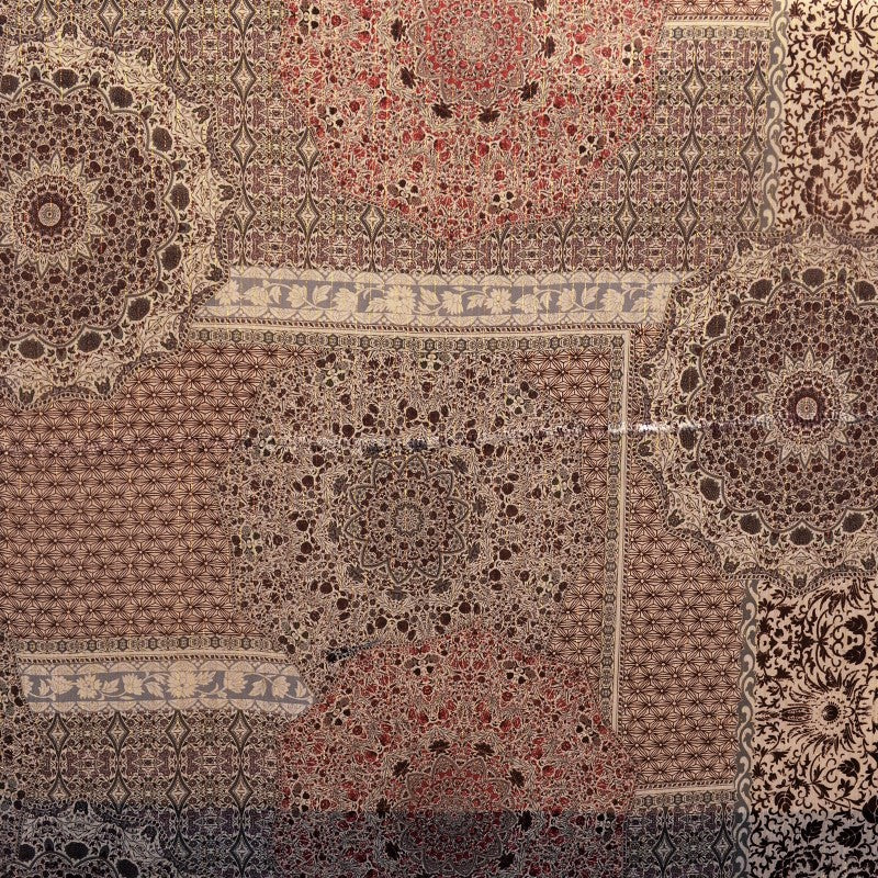 Tecido Georgette Estampado Mosaico Floral Cru - Ribes y Casals