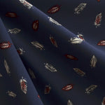 Tecido Georgette Estampado Plumas Fundo Azul-marinho - Ribes y Casals