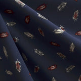 Tecido Georgette Estampado Plumas Fundo Azul-marinho - Ribes y Casals