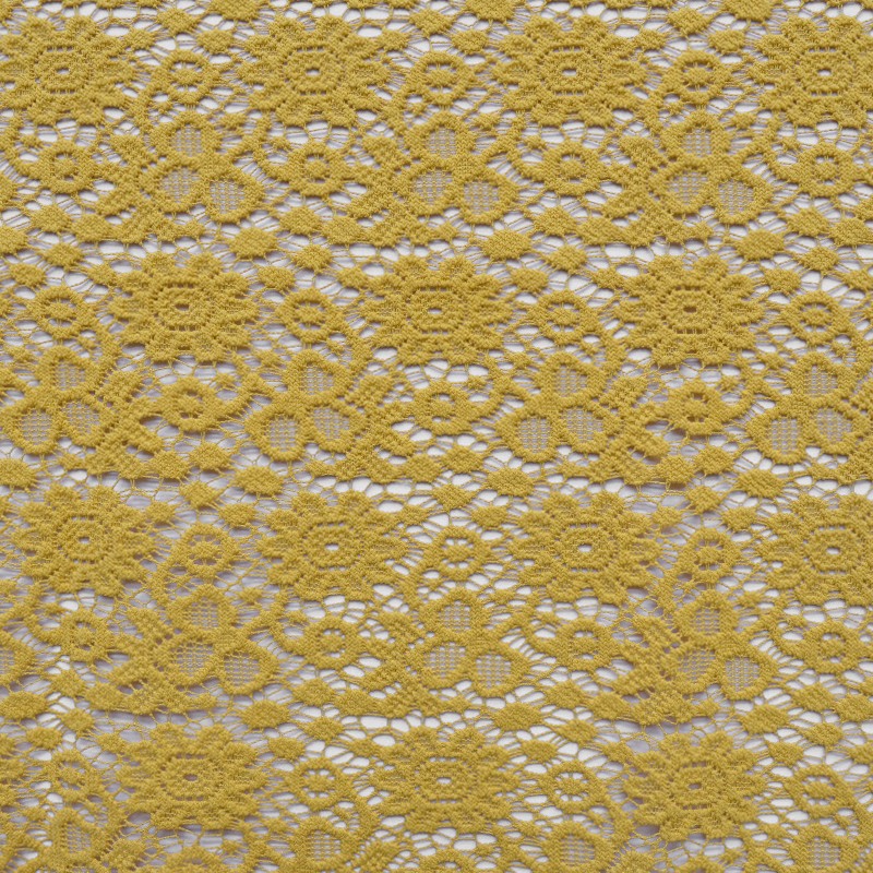 Tecido Guipura Margaridas Ocre - Ribes y Casals
