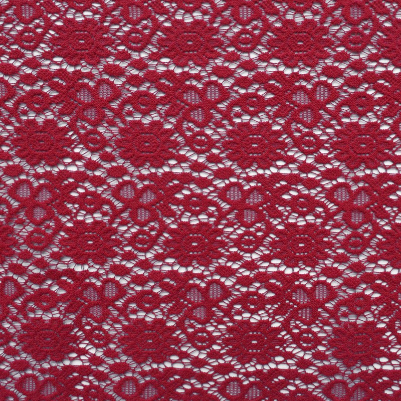 Tecido Guipura Margaridas Vermelho - Ribes y Casals