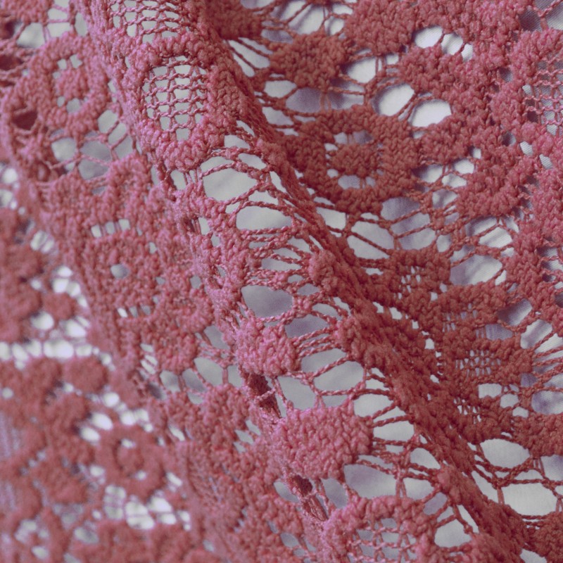 Tecido Guipura Margaridas Rosa Pálido Forte - Ribes y Casals