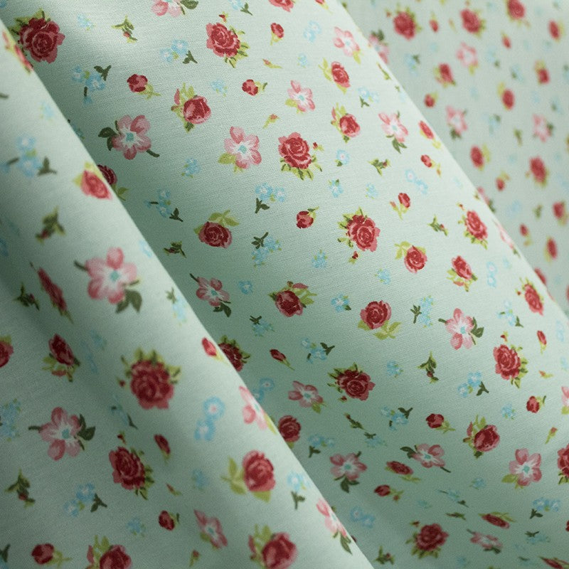 Tecido Infantil Bouquet Verde Água - Ribes y Casals