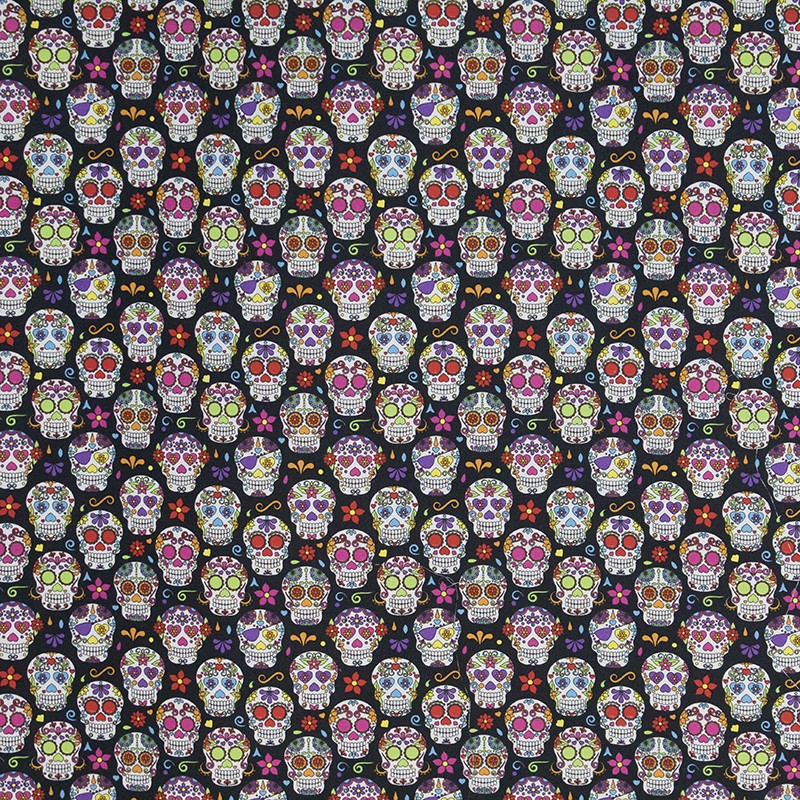 Tecido Infantil Caveira Mexicana Negro - Ribes y Casals
