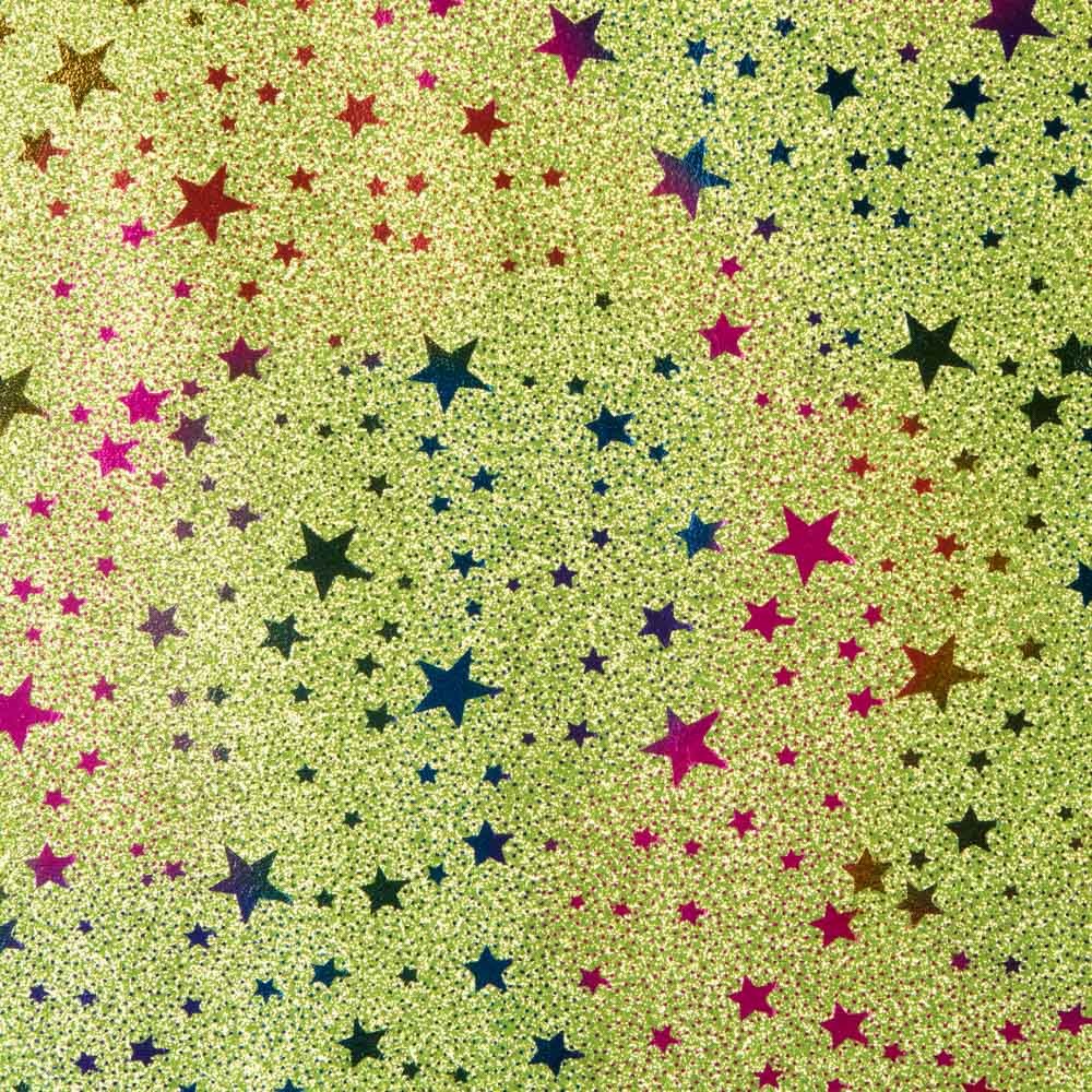 Tecido Lamé Glitter Estrelas Verde - Ribes y Casals