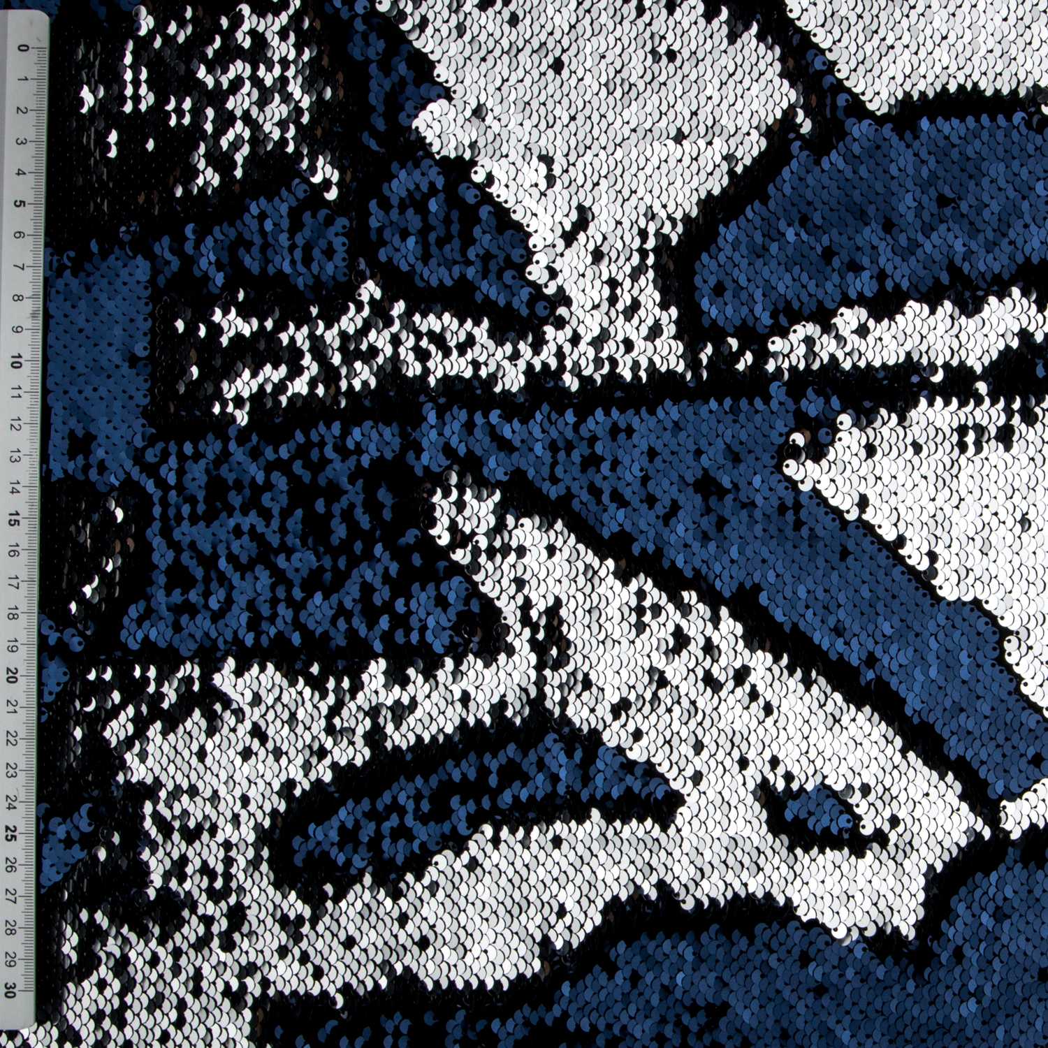 Tela Lantejoula Dos Faces Marinho-Prata - Ribes y Casals