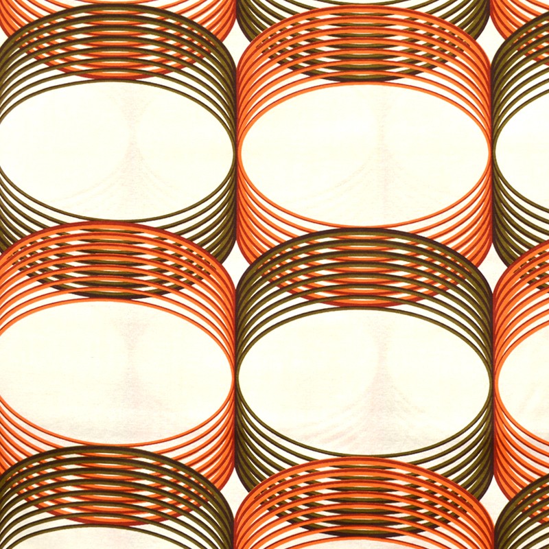 Tecido Loneta Estampado Anéis Laranja - Ribes y Casals